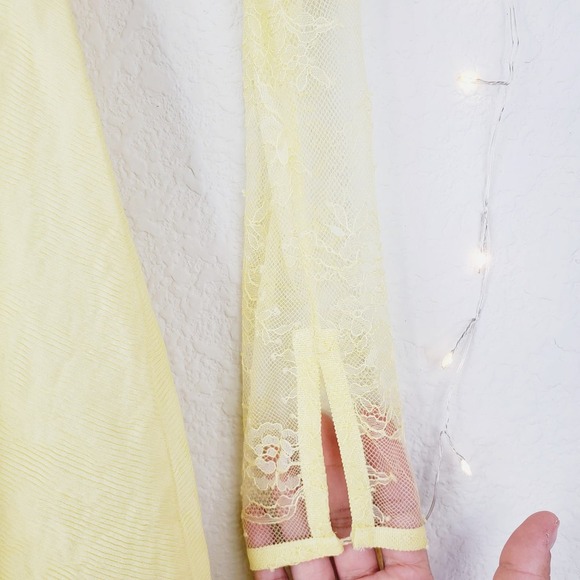 Sandro Paris Jeanette Yellow Floral Lace Fit & Flare Dress 34 XS NEW Pleated - Picture 10 of 13